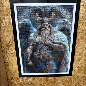 Viking Warrior with Eagles Completed, sealed and framed diamond painting